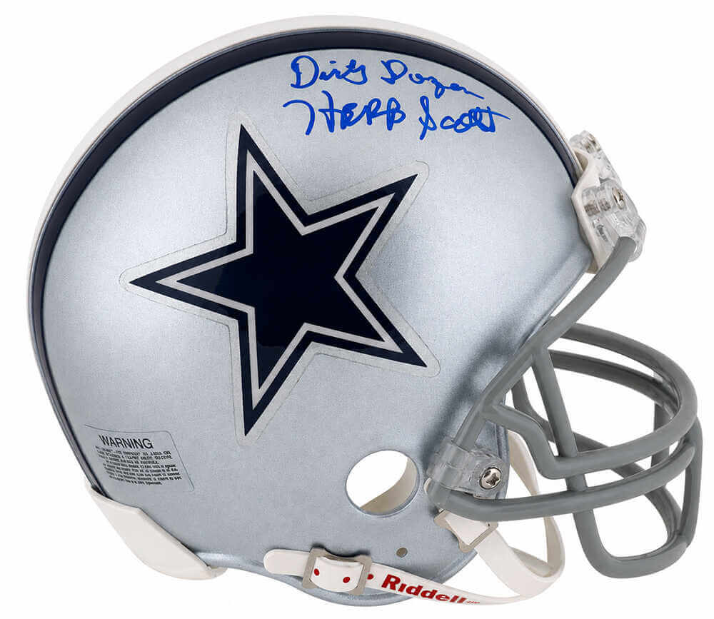 Herb Scott Signed Dallas Cowboys Riddell (VSR4) Mini Helmet w/Dirty Dozen