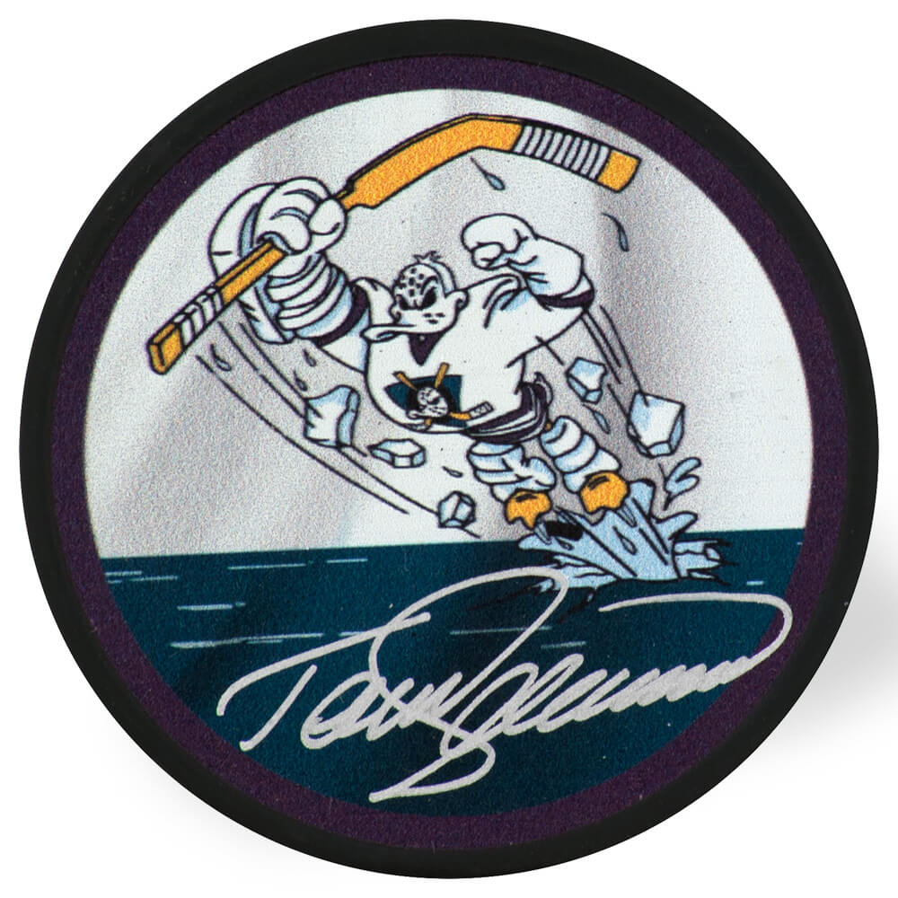 Teemu Selanne Signed Anaheim Ducks Logo Hockey Puck