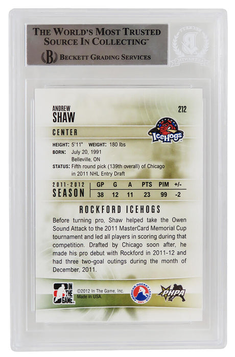 Andrew Shaw Signed Rockford Ice Hogs 2011-12 In The Game Heroes & Prospects AHL Rookie #212 - (Beckett Encapsulated)