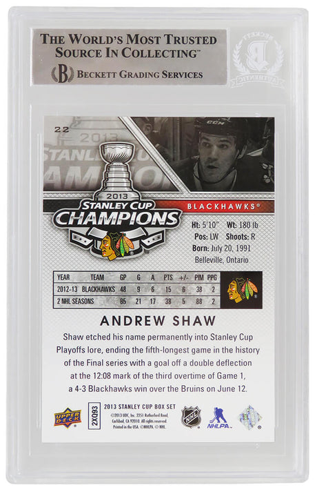 Andrew Shaw Signed Chicago Blackhawks 2012-13 Upper Deck SC Champs Hockey Card #22 - (Beckett Encapsulated)