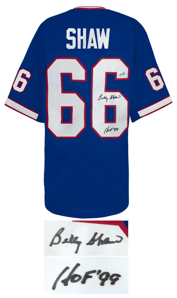 Billy Shaw Signed Blue Throwback Custom Football Jersey w/HOF'99 - (Beckett)