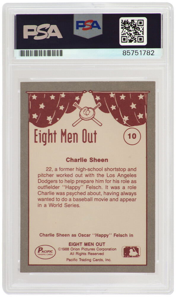 Charlie Sheen Signed Eight Men Out 1988 Pacific Trading Card #10 - (PSA Encapsulated)