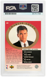 Charlie Sheen Signed 1995-96 Upper Deck Major Attractions Michael Jordan Card #339 - (PSA Encapsulated)