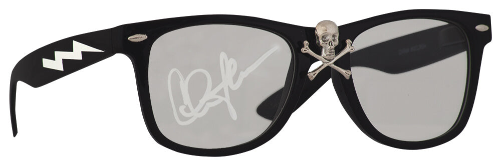 Charlie Sheen Signed Wild Thing Rick Vaughn Skull Glasses