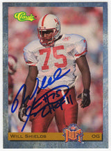 Will Shields Signed 1993 Classic Football Rookie Trading Card #13 w/CHOF'11