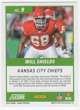 Will Shields Signed Kansas City Chiefs 2024 Score Hall of Fame Football Trading Card #9 w/HOF'15