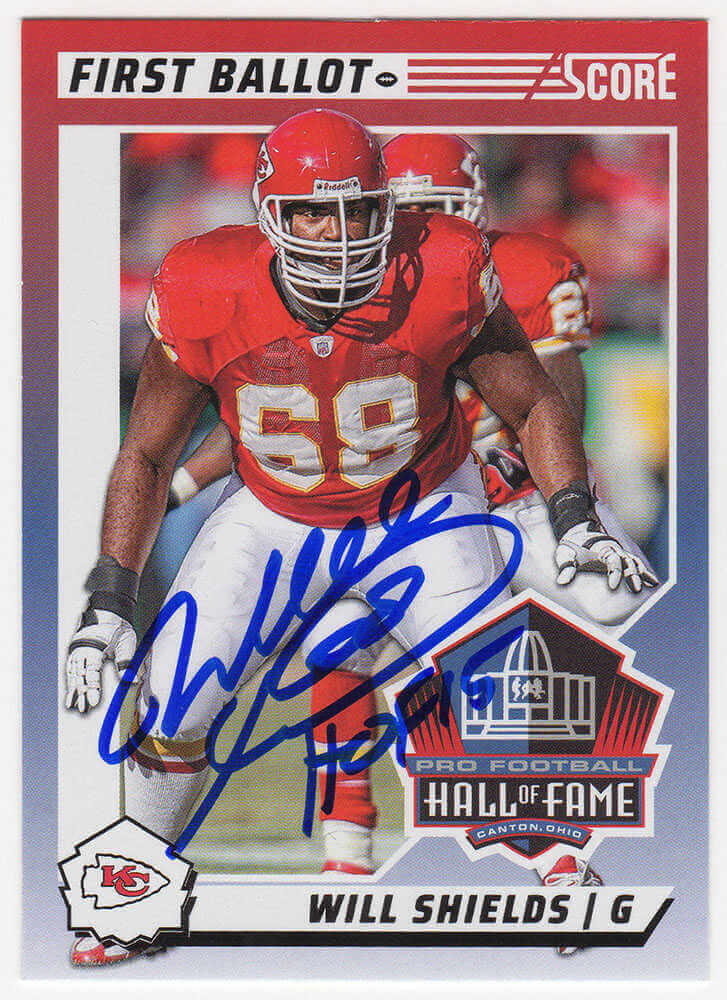 Will Shields Signed Kansas City Chiefs 2024 Score Hall of Fame Football Trading Card #9 w/HOF'15