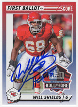 Will Shields Signed Kansas City Chiefs 2024 Score Hall of Fame Football Trading Card #9 w/HOF'15