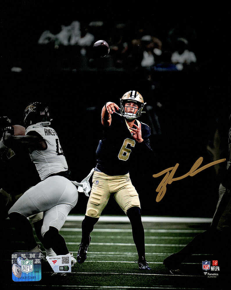Tyler Shough Signed New Orleans Saints Passing Spotlight Action 8x10 Photo - (Fanatics)