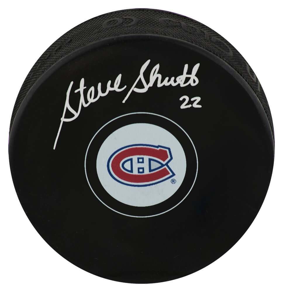 Steve Shutt Signed Montreal Canadiens Team Logo Hockey Puck