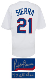 Ruben Sierra Signed White Custom Baseball Jersey w/4x All Star
