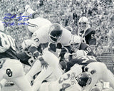 Billy Sims Signed Oklahoma Sooners B&W Diving Action 16x20 Photo w/78 Heisman