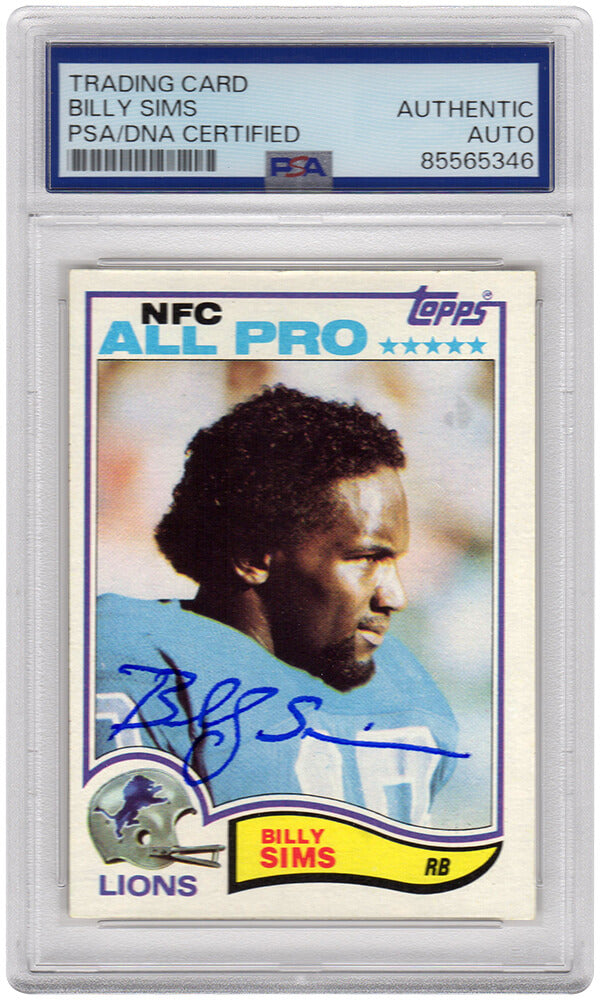Billy Sims Signed Detroit Lions 1982 Topps All Pro Football Trading Card #349 - (PSA Encapsulated)