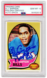 O.J. Simpson Signed Buffalo Bills 1970 Topps Rookie Card #90 w/HOF'85 (PSA/DNA Encapsulated - Auto Grade 10)