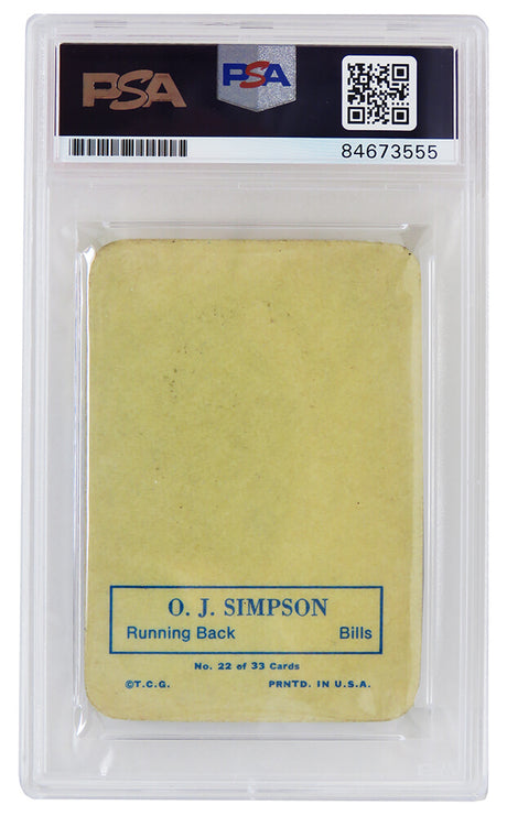 O.J. Simpson Signed Buffalo Bills 1970 Topps Glossy Rookie Football Card #22 (PSA Encapsulated)