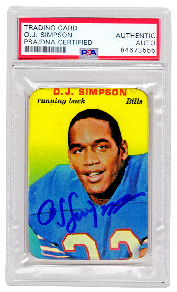 O.J. Simpson Signed Buffalo Bills 1970 Topps Glossy Rookie Football Card #22 (PSA Encapsulated)
