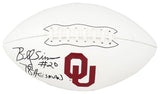 Billy Sims Signed Oklahoma Sooners Logo Brand White Logo Football w/78 Heisman