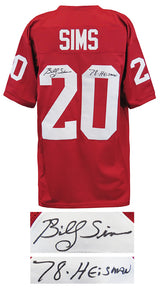 Billy Sims Signed Maroon T/B Custom Football Jersey w/78 Heisman