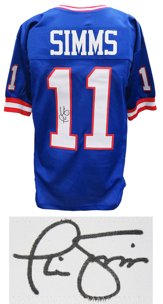 Phil Simms Signed Blue Custom Football Jersey