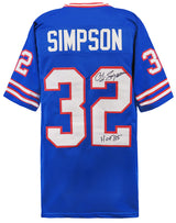 O.J. Simpson Signed Blue Throwback Custom Football Jersey w/HOF'85