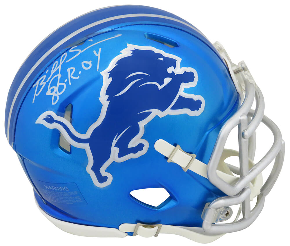 Billy Sims Signed Detroit Lions FLASH Riddell Speed Mini Helmet w/80 ROY