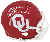 Billy Sims Signed Oklahoma Sooners Riddell Speed Mini Helmet w/78 Heisman (White Ink)