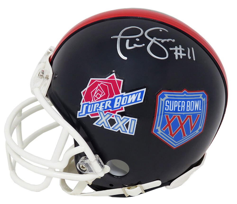 Phil Simms Signed New York Giants Super Bowl XXI & XXV Champs Logo Riddell Mini Helmet