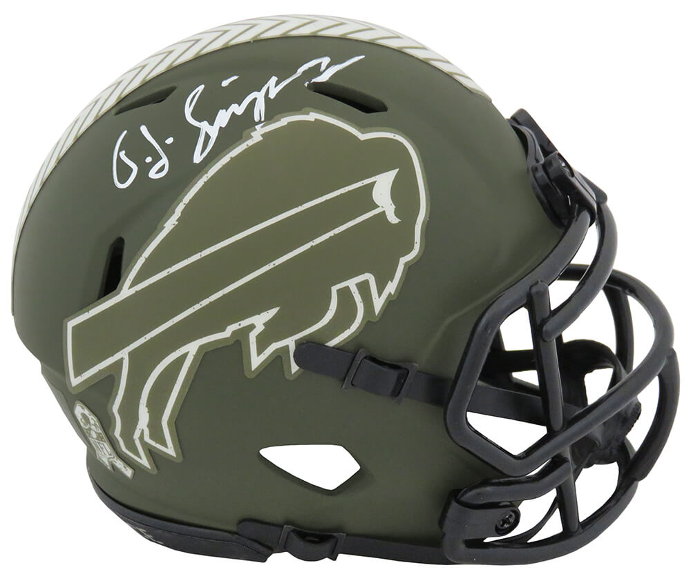 O.J. Simpson Signed Buffalo Bills Salute to Service Riddell Speed Mini Helmet