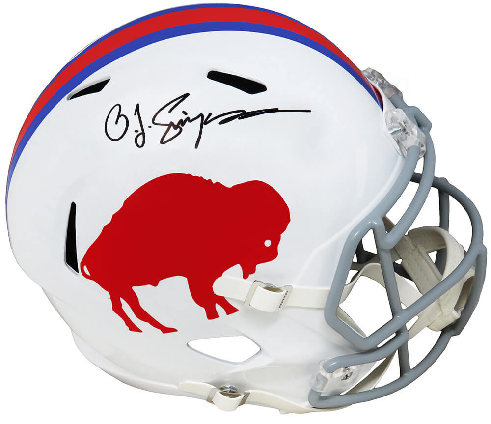 O.J. Simpson Signed Buffalo Bills Throwback White Riddell Full Size Speed Replica Helmet