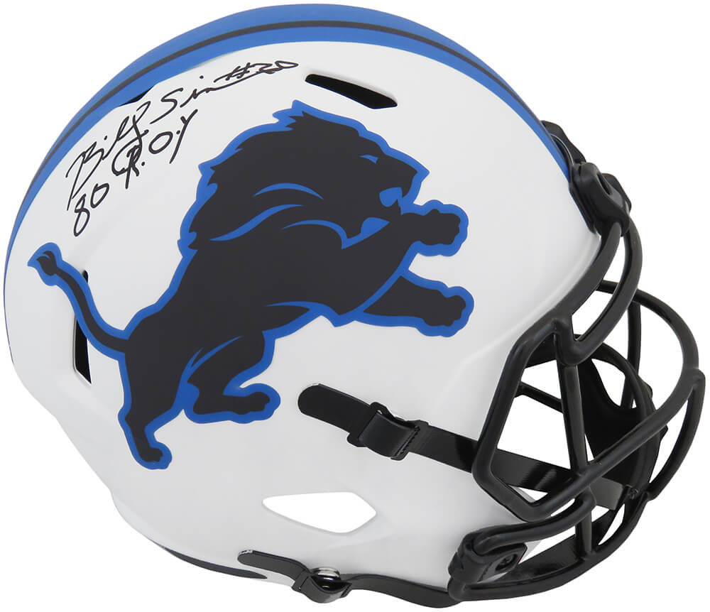 Billy Sims Signed Detroit Lions Lunar Eclipse White Matte Riddell Full Size Speed Replica Helmet w/80 ROY
