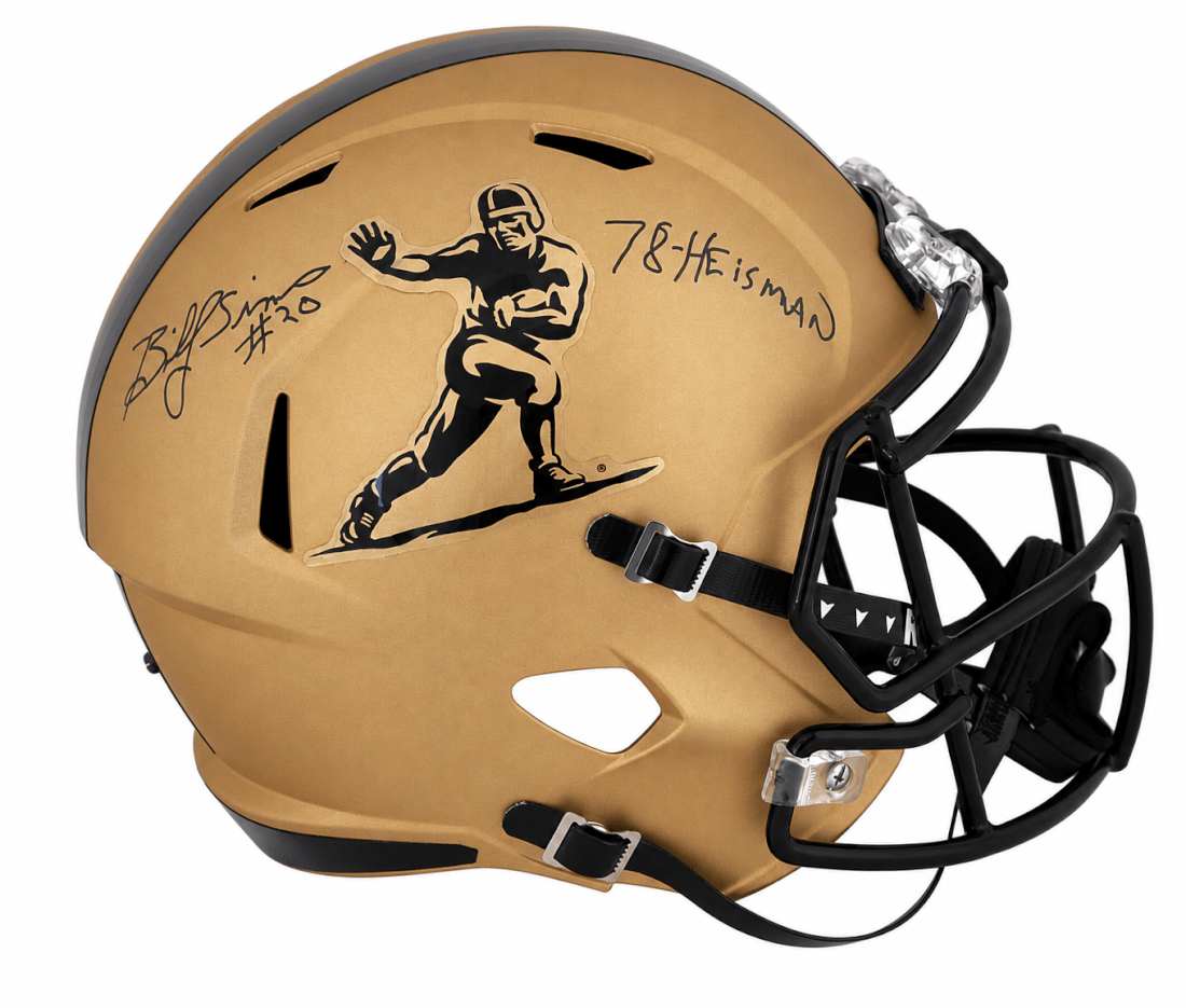 Billy SIms Signed Heisman Trophy Logo Gold Riddell Full Size Speed Replica Helmet w/78 Heisman