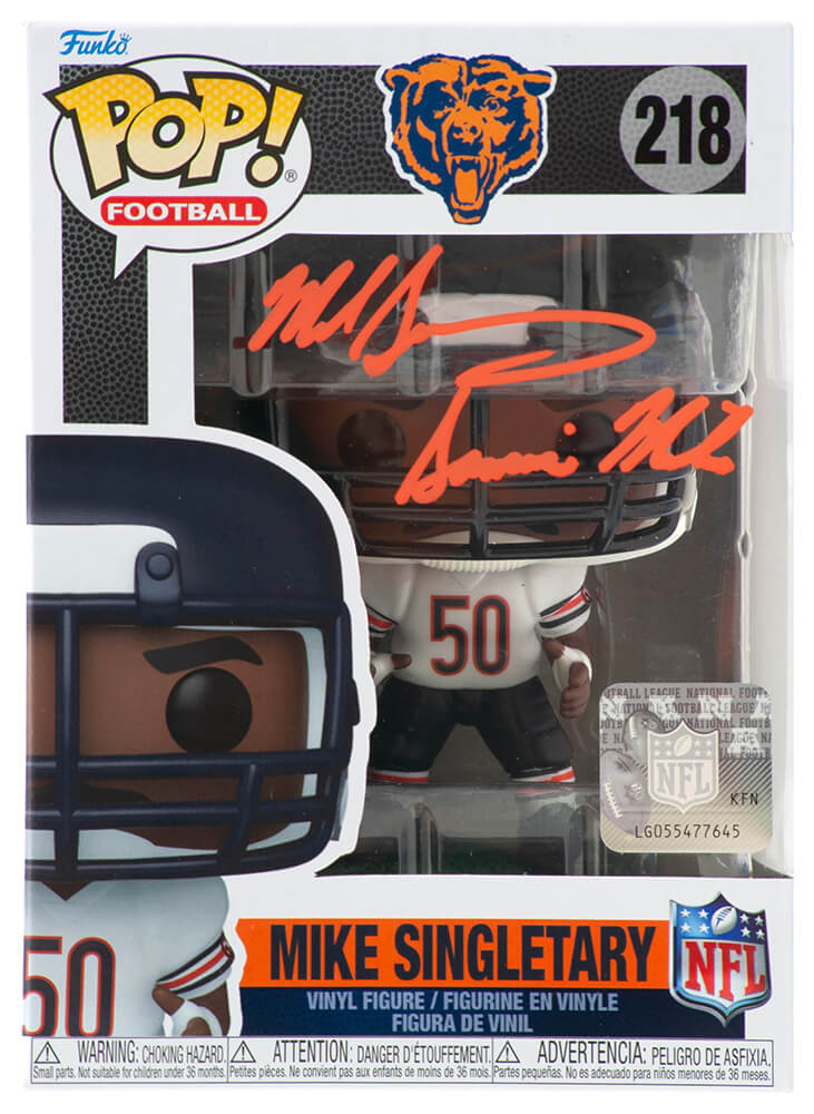 Mike Singletary Signed Chicago Bears Mike Singletary Funko Pop Doll #218 w/Samurai Mike