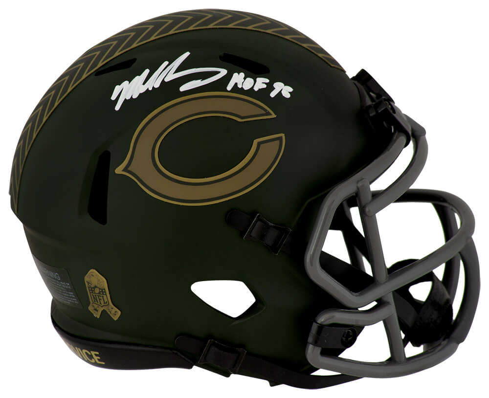Mike Singletary Signed Chicago Bears 2025 SALUTE Riddell Speed Mini Helmet w/HOF'98 - (In White)