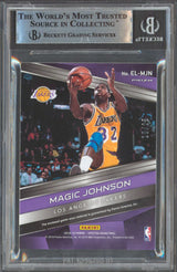 Lakers Magic Johnson Signed 2018 Panini Spectra EL Neon Green #19 Card BAS Slab