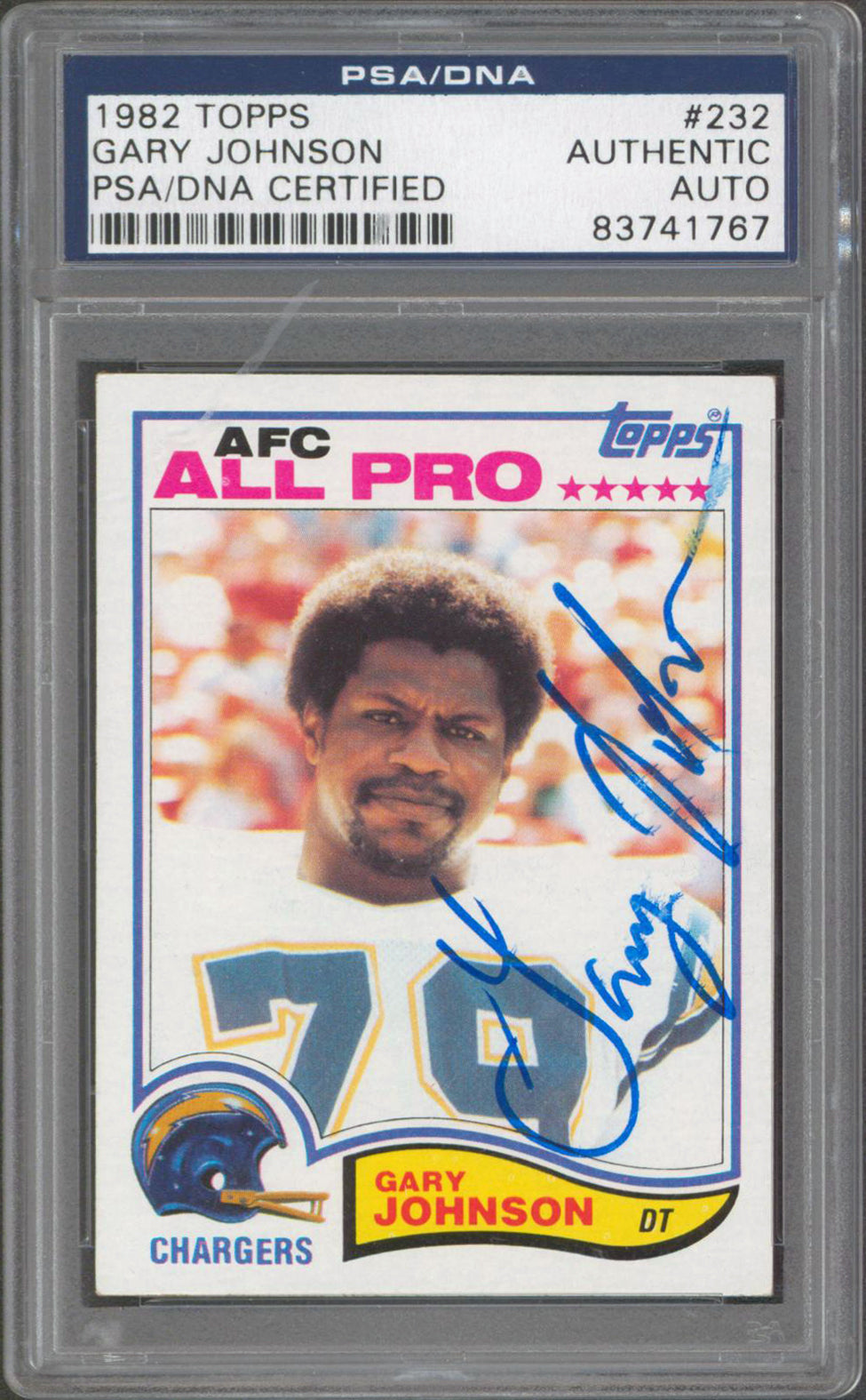 Chargers Gary Johnson Authentic Signed 1982 Topps #232 Card PSA/DNA Slabbed