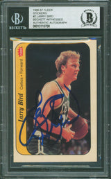Celtics Larry Bird Authentic Signed 1986 Fleer Stickers #2 Card BAS Slabbed