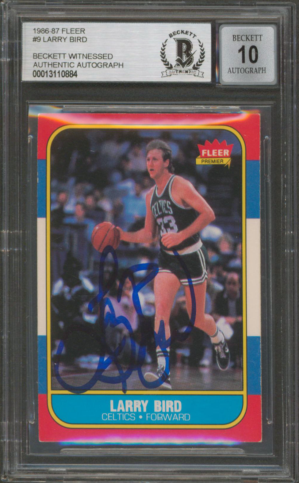 Celtics Larry Bird Authentic Signed 1986 Fleer #9 Card Auto 10! BAS Slabbed 2