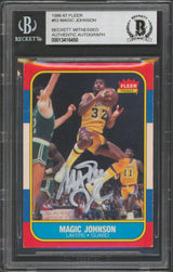 Lakers Magic Johnson Authentic Signed 1986 Fleer #53 Card BAS Slabbed