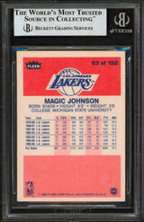 Lakers Magic Johnson Authentic Signed 1986 Fleer #53 Card BAS Slabbed