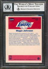 Lakers Magic Johnson Signed 1986 Fleer Stickers #7 Card Auto 10! BAS Slabbed
