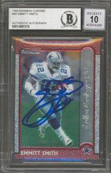 Cowboys Emmitt Smith Signed 1999 Bowman Chrome #40 Card Auto Graded 10! BAS Slab