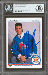 Nordiques Owen Nolan Authentic Signed 1990 Upper Deck #352 Rookie Card BAS Slab