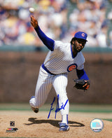 Lee Smith Signed Chicago Cubs White Pinstripe Jersey Pitching 8x10 Photo