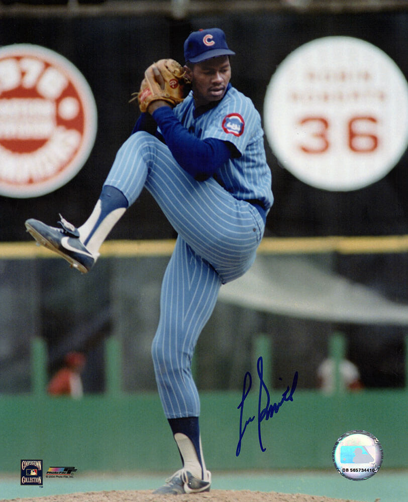 Lee Smith Signed Chicago Cubs Blue Jersey Windup 8x10 Photo