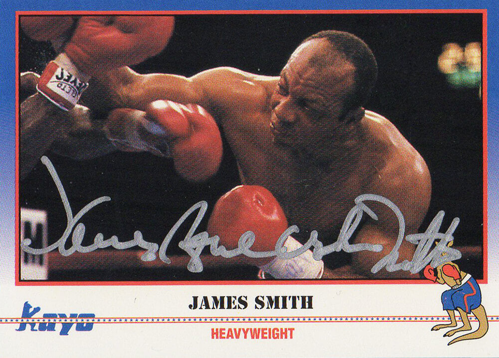 James Smith Signed 1991 Kayo Boxing Trading Card #10 w/Bonecrusher