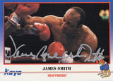 James Smith Signed 1991 Kayo Boxing Trading Card #10 w/Bonecrusher