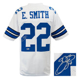 Emmitt Smith Signed White Custom Football Jersey (Beckett)