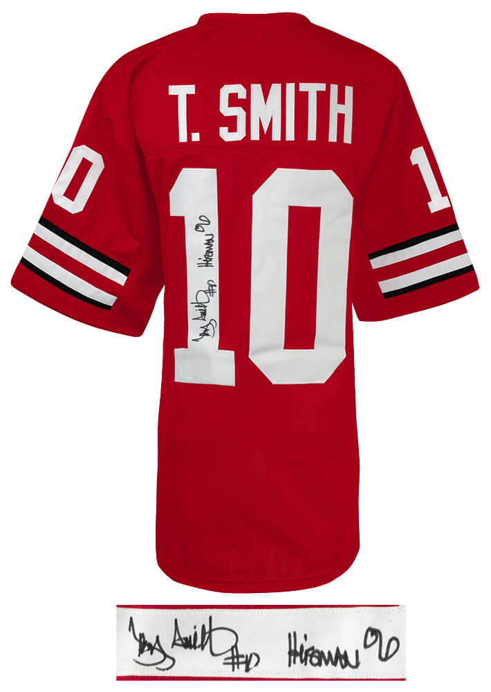 Troy Smith Signed Red Custom College Football Jersey w/Heisman'06