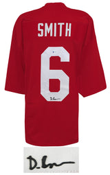 Devonta Smith Signed Red Custom Football Jersey - (Beckett COA)