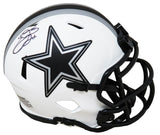Emmitt Smith Signed Dallas Cowboys Lunar Eclipse White Matte Riddell Speed Mini Helmet